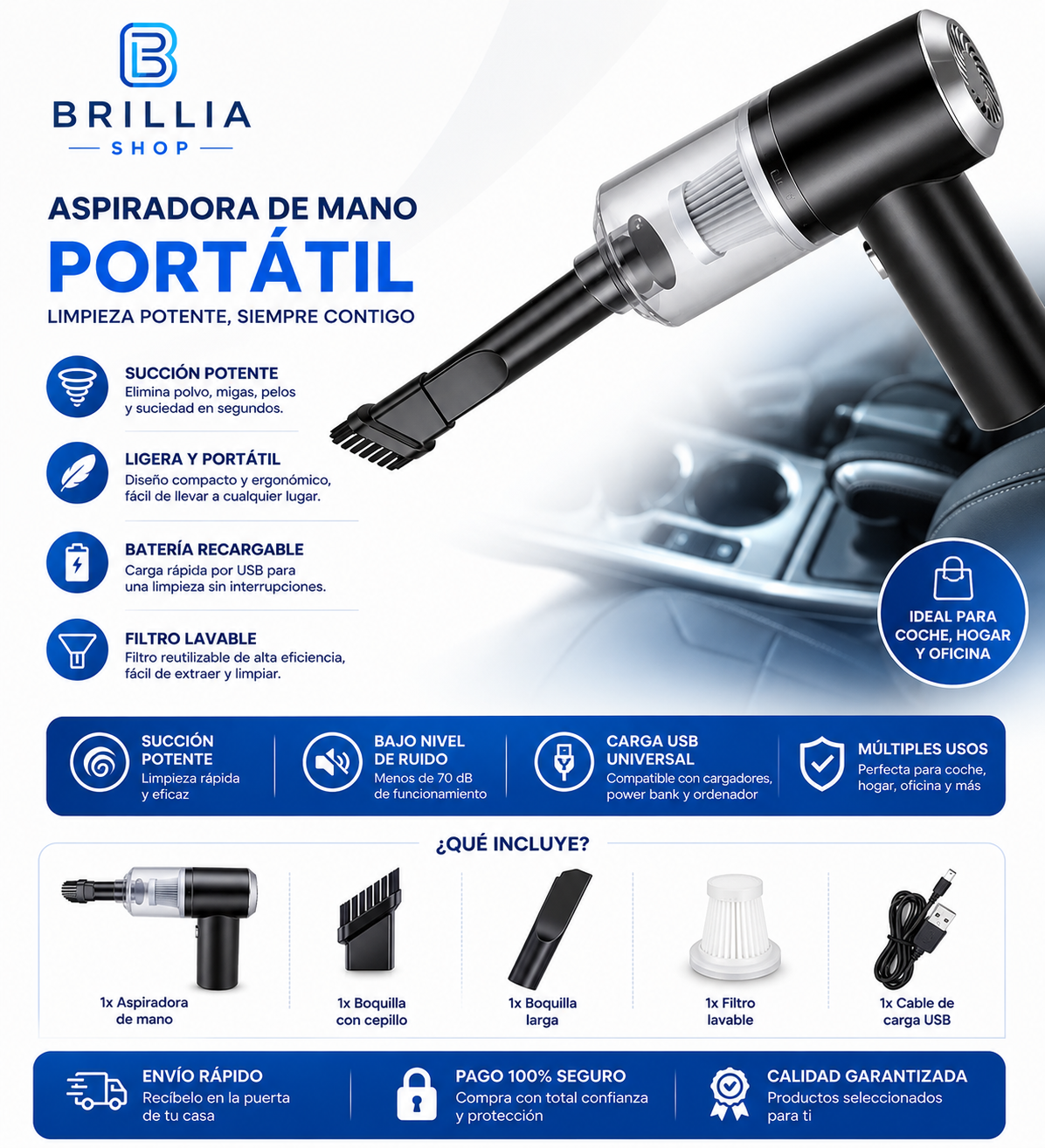 Aspirador de coche portátil