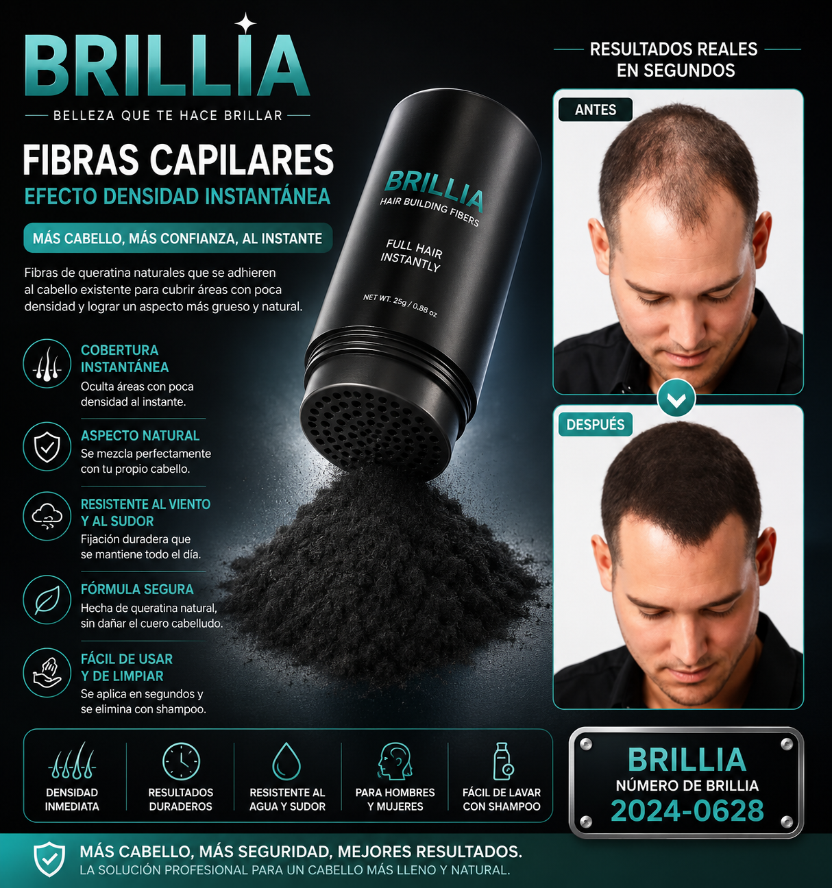 Fibras capilares tipo Toppik Negro 27,5gr