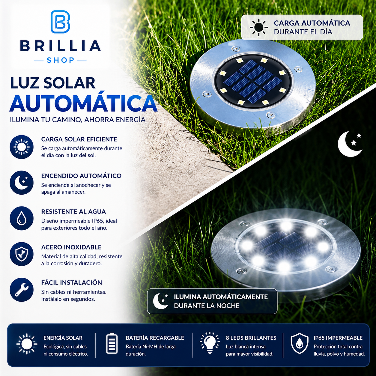 Luces solares para jardín 2pcs 8LED