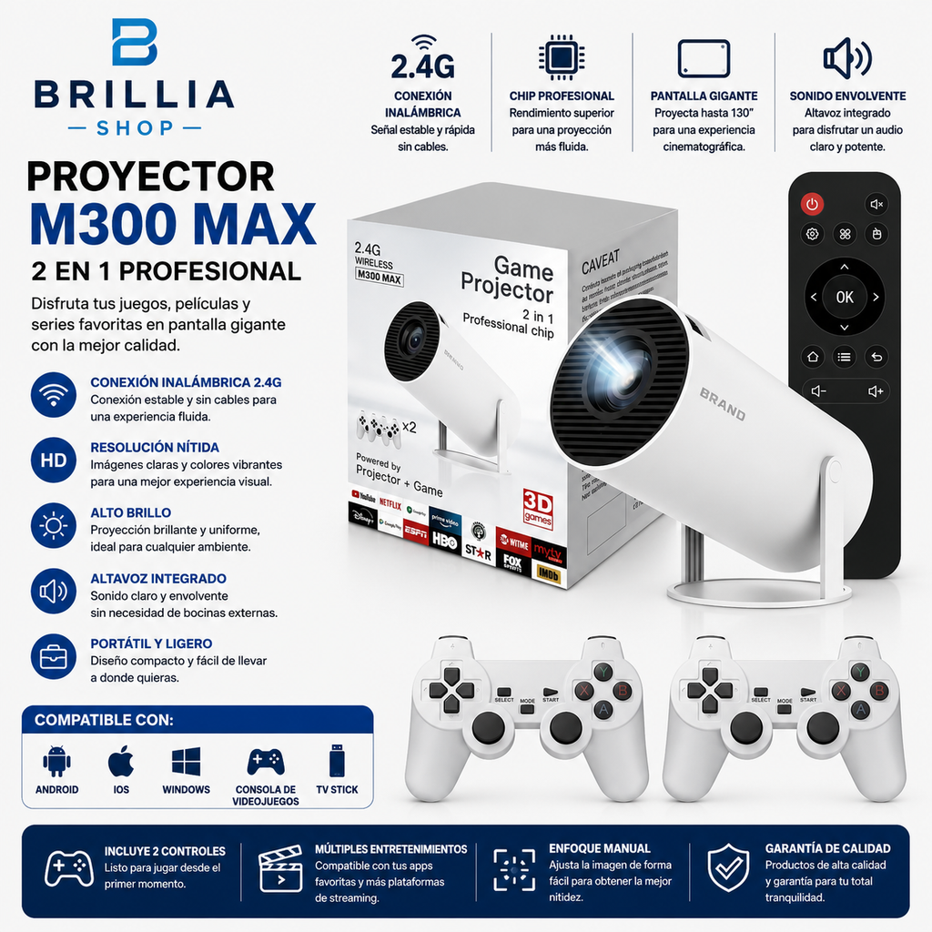 Proyector 2 en 1 con videojuegos